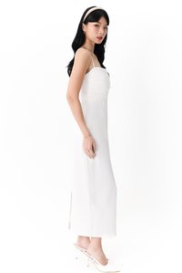 DEFECT | Caitlin Cross Back Pleat Maxi in White in S