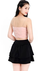 Bea Basic Ruched Top in Coral Pink