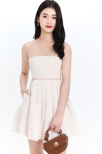 Teania Tweed Romper Dress in Cream White Teania Tweed Romper Dress in Cream White