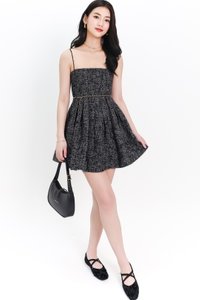 DEFECT | Teania Tweed Romper Dress in Black x White in XS