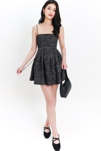 DEFECT | Teania Tweed Romper Dress in Black x White in XS
