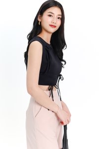 Brynn Bow Sleeveless Top in Black