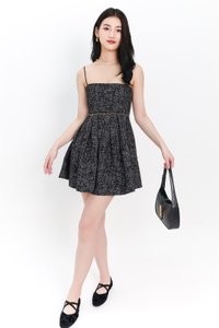 DEFECT | Teania Tweed Romper Dress in Black x White in XS