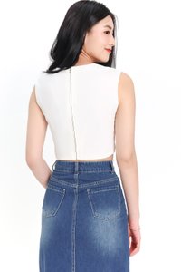 Brynn Bow Sleeveless Top in White Brynn Bow Sleeveless Top in White