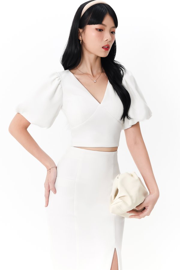 DEFECT | Celeste Co-ord Puffy Sleeve Top in White in S