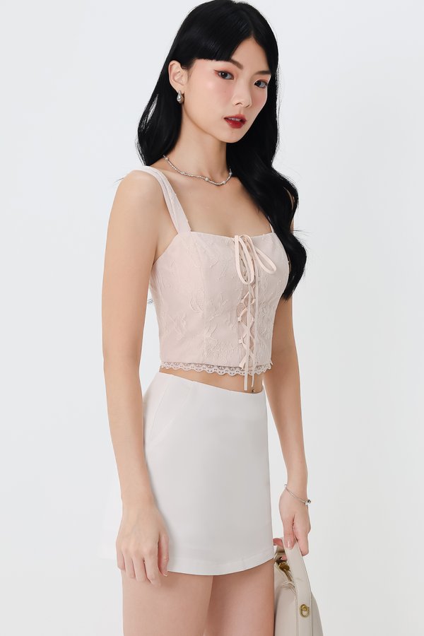 DEFECT | Leilani Lace Tie Thick Straps Top in Nude Blush in L