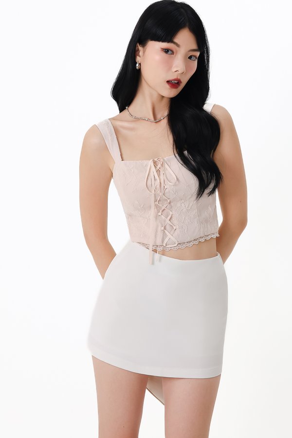 Leilani Lace Tie Thick Straps Top in Nude Blush