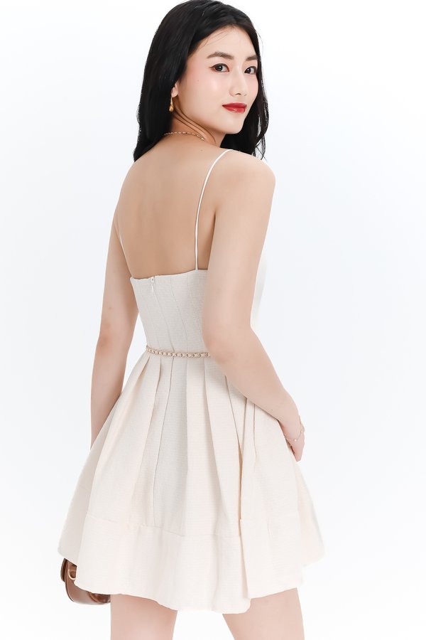 DEFECT | Teania Tweed Romper Dress in Cream White in XS