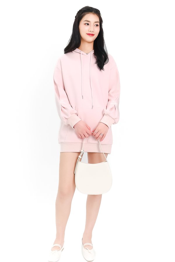 Reyla Ribbon Embroidered Hoodie in Light Pastel Pink