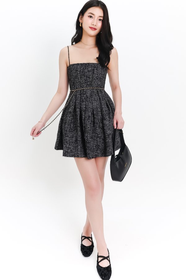 DEFECT | Teania Tweed Romper Dress in Black x White in M