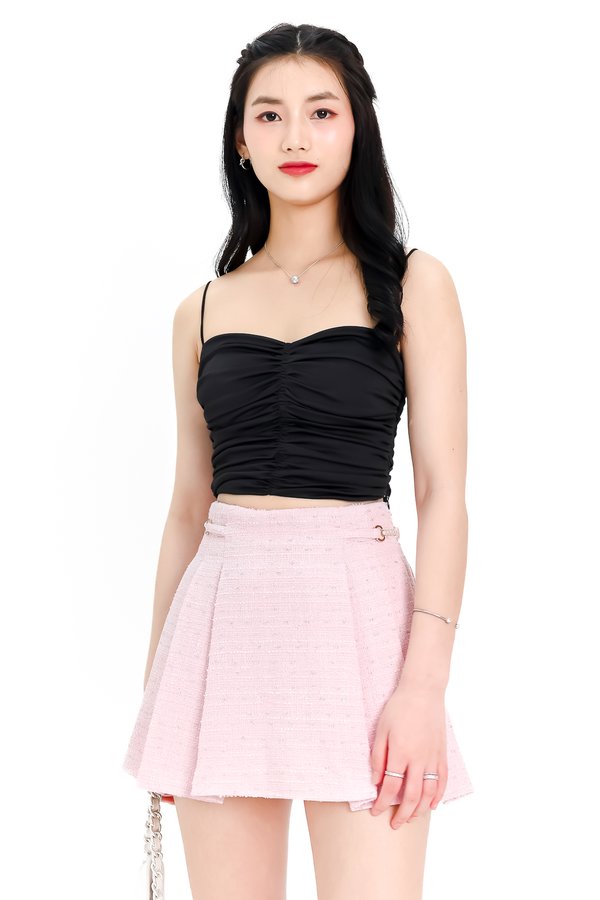 Bea Basic Ruched Top in Black