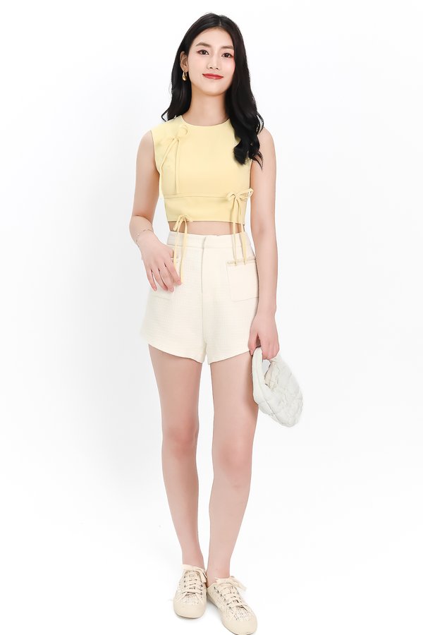 DEFECT | Brynn Bow Sleeveless Top in Light Yellow in XS