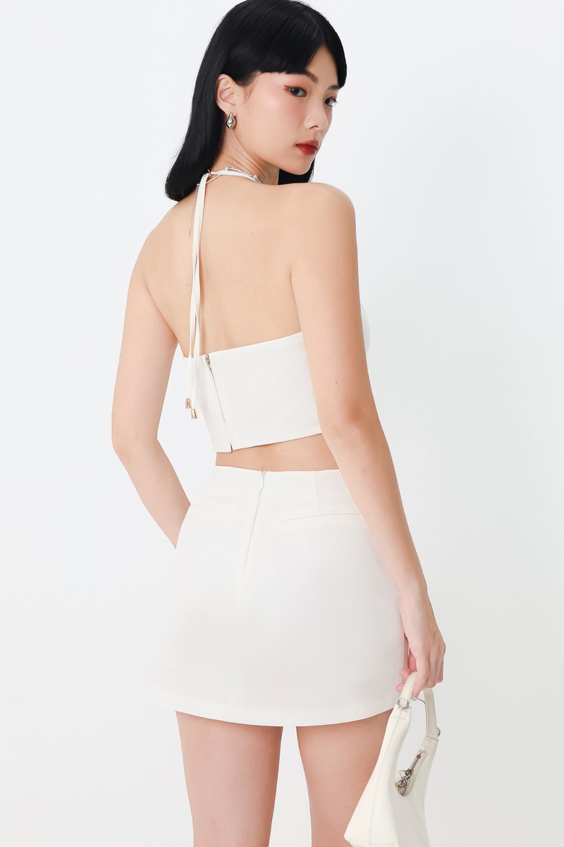DEFECT | Cerrine Co-ord Halter Top in White in XL