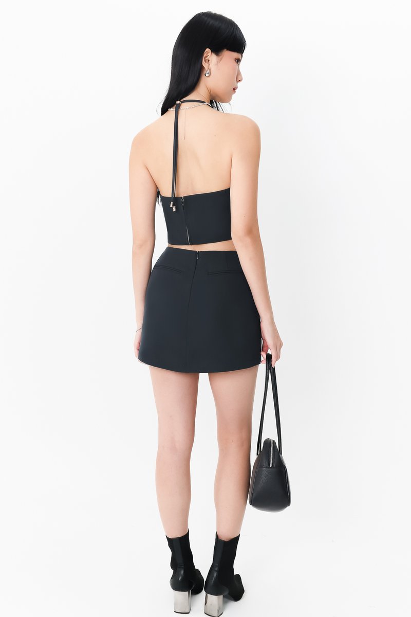 Cerrine Co-ord Halter Top in Teal Grey