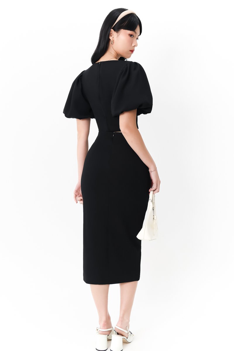 DEFECT | Celeste Co-ord Slit Midi Skirt in Black in XS