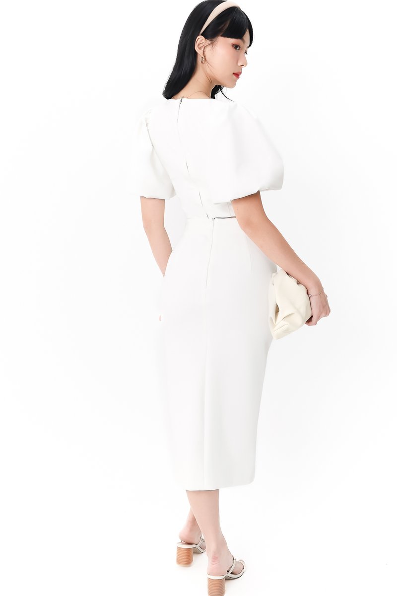 Celeste Co-ord Slit Midi Skirt in White