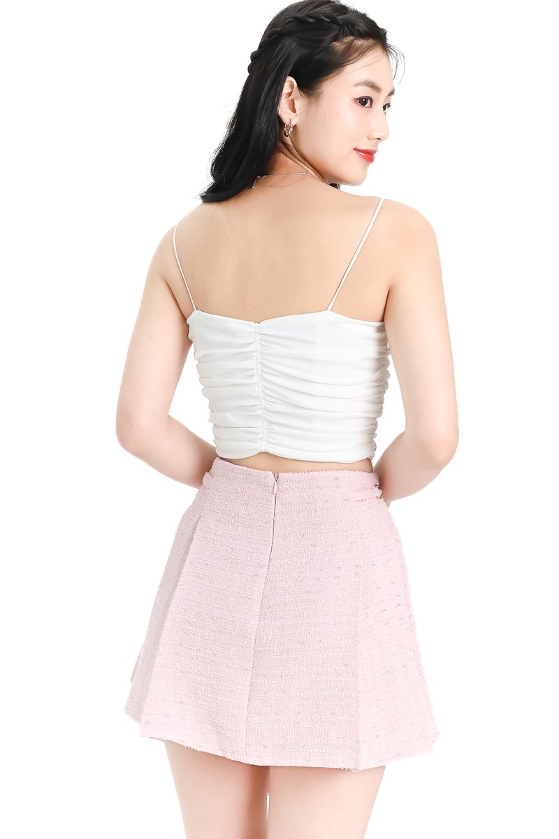 DEFECT | Bea Basic Ruched Top in White in L