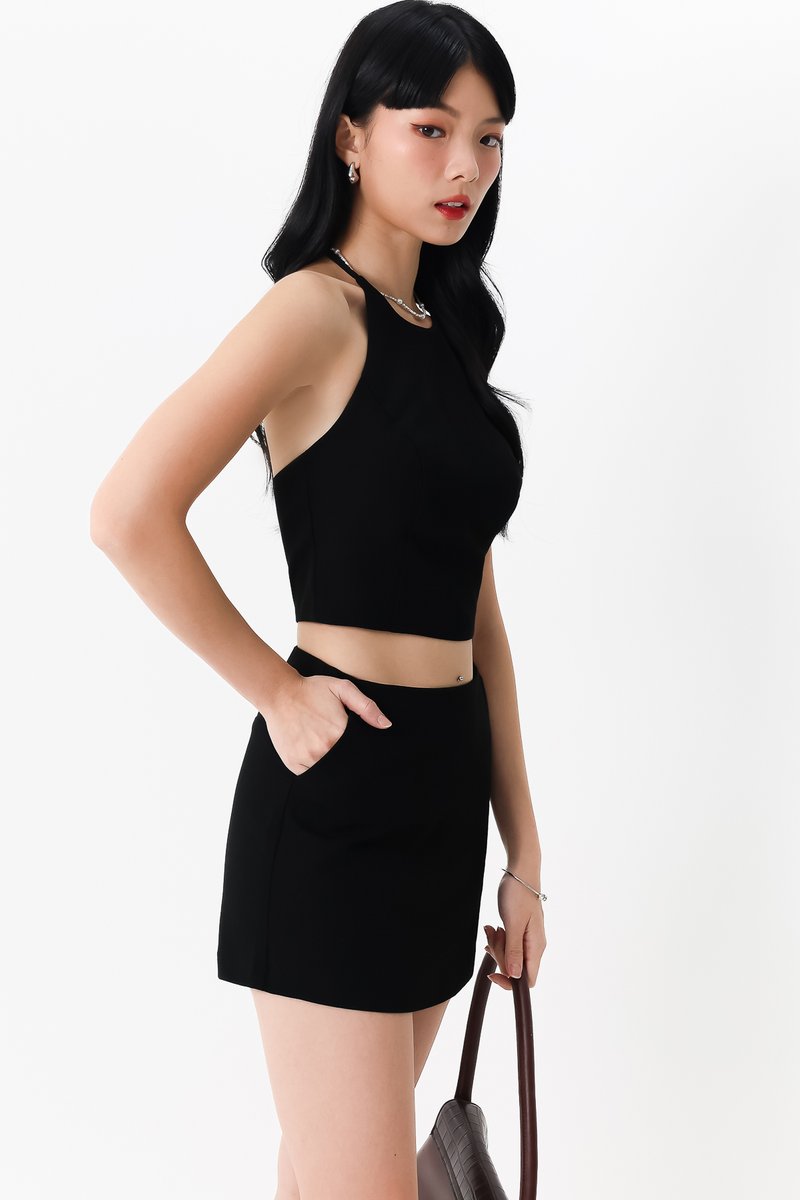 Cerrine Co-ord Halter Top in Black Cerrine Co-ord Halter Top in Black