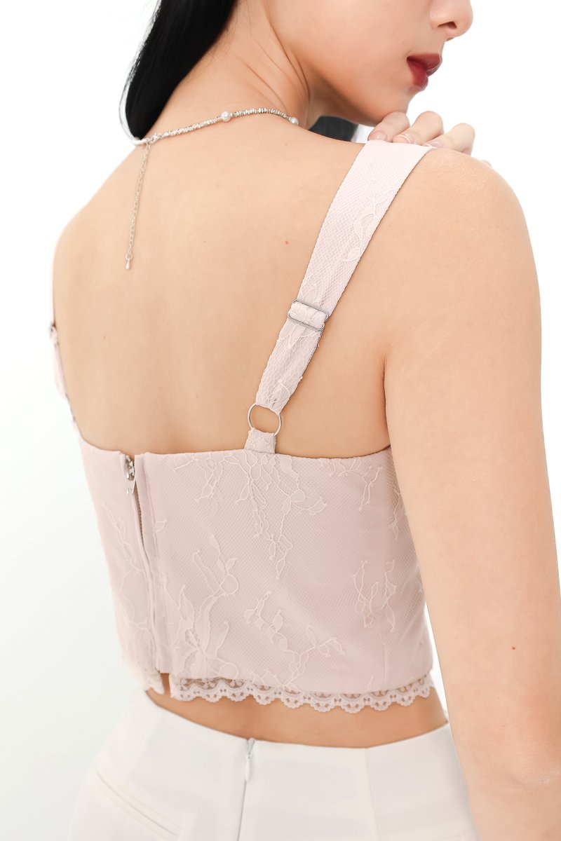 DEFECT | Leilani Lace Tie Thick Straps Top in Nude Blush in L
