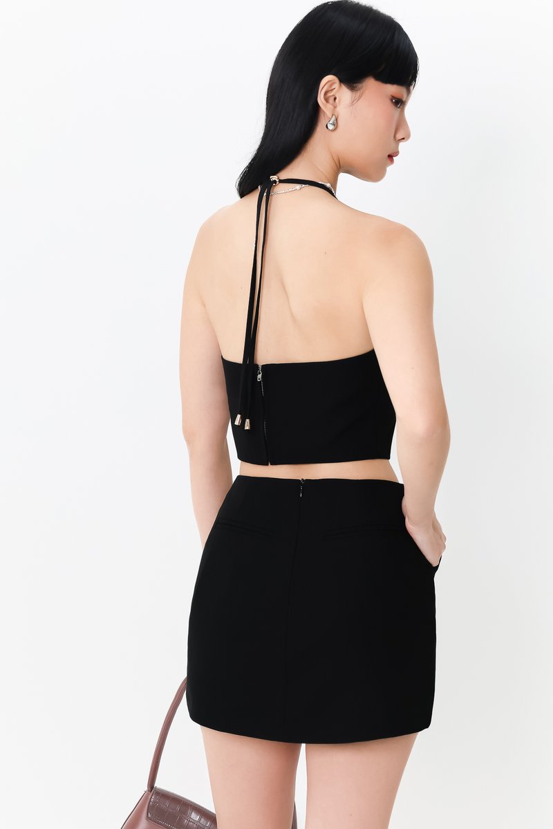 Cerrine Co-ord Halter Top in Black Cerrine Co-ord Halter Top in Black