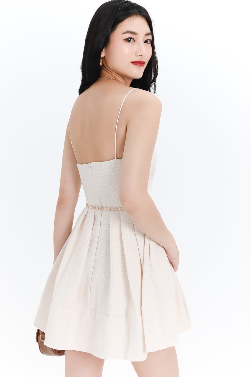 DEFECT | Teania Tweed Romper Dress in Cream White in XS