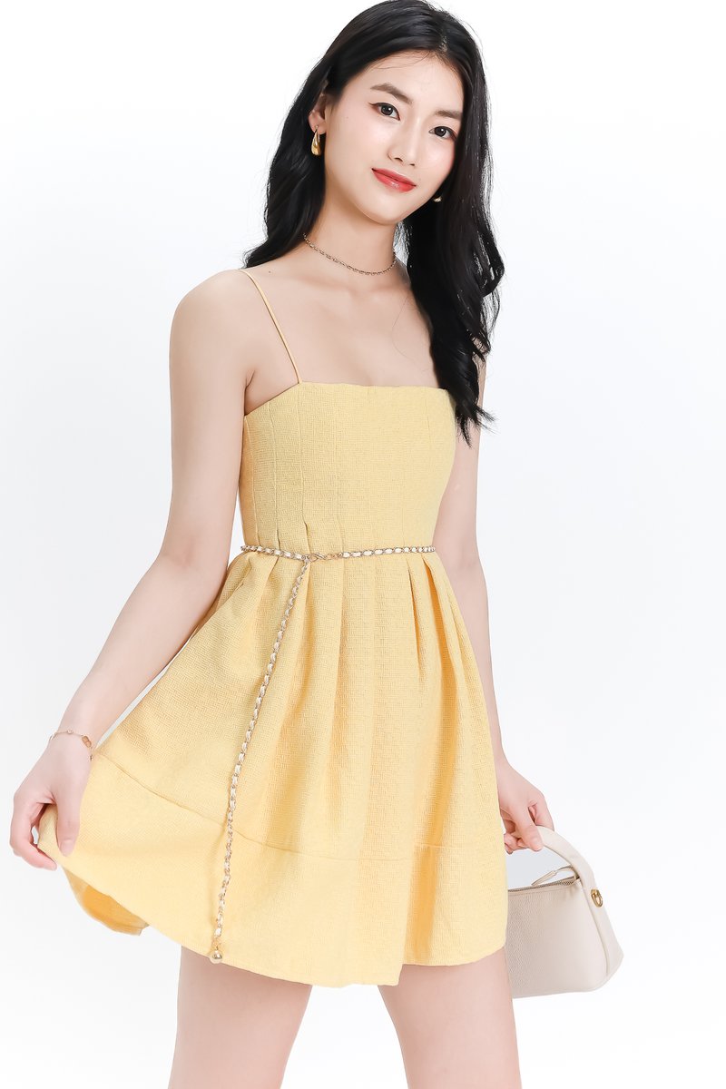 Teania Tweed Romper Dress in Yellow Teania Tweed Romper Dress in Yellow