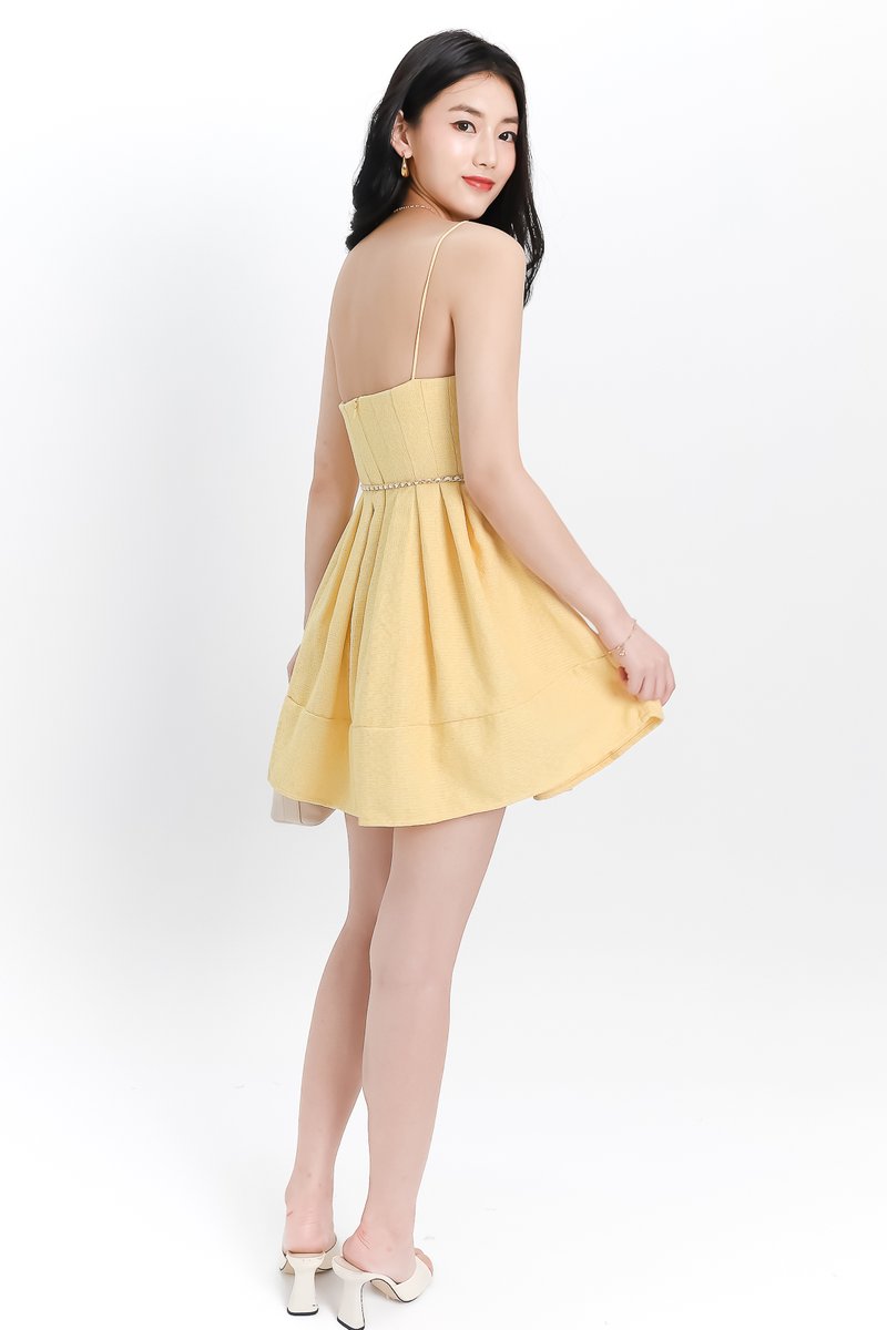 Teania Tweed Romper Dress in Yellow Teania Tweed Romper Dress in Yellow