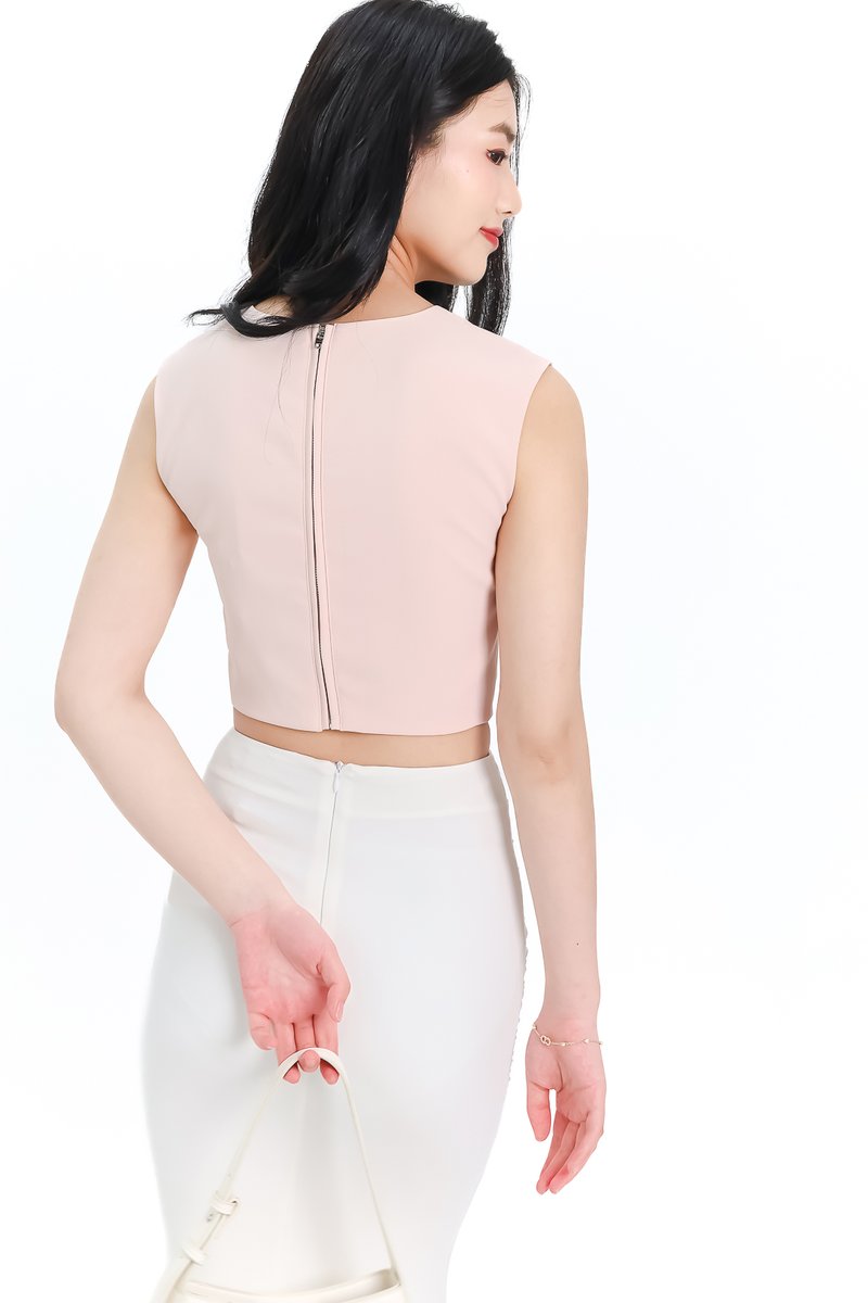 DEFECT | Brynn Bow Sleeveless Top in Light Pink in XS