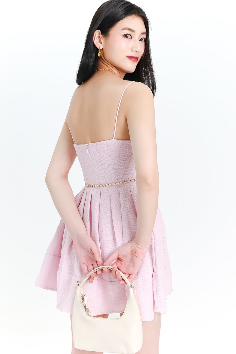 DEFECT | Teania Tweed Romper Dress in Lilac Pink in S
