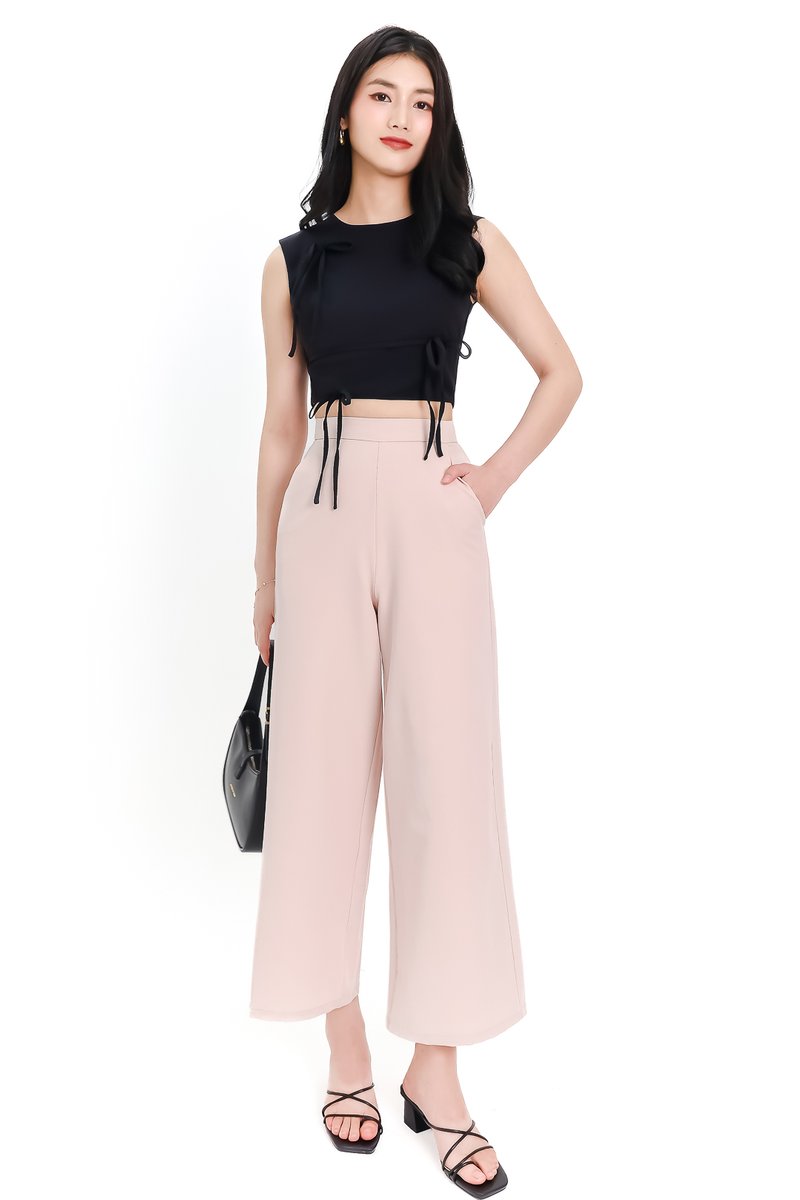 Brynn Bow Sleeveless Top in Black