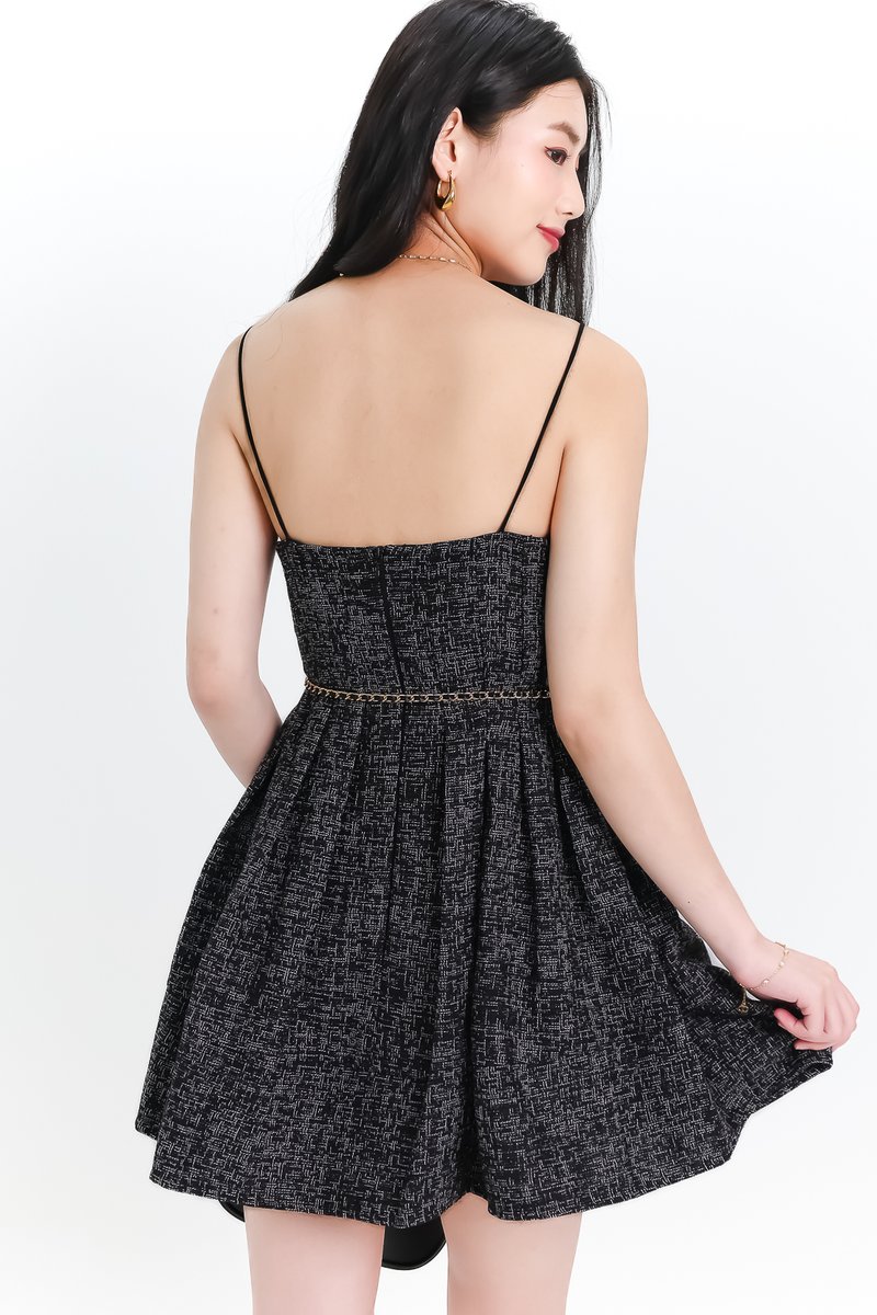 DEFECT | Teania Tweed Romper Dress in Black x White in S