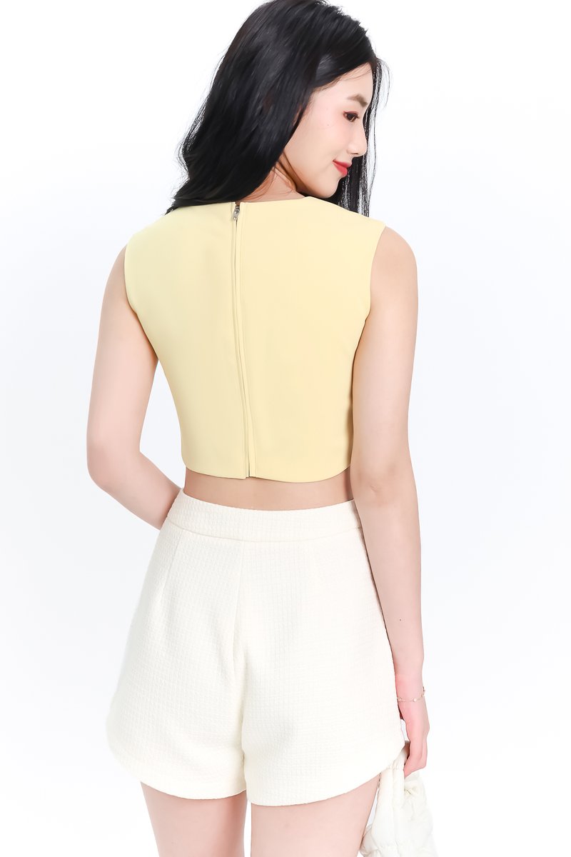 DEFECT | Brynn Bow Sleeveless Top in Light Yellow in XS