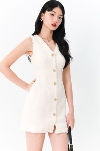 DEFECT | Tina Tweed Dress in Cream White in M