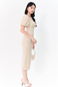 DEFECT | Fredaline Floral Midaxi Dress in Cream Yellow in XS