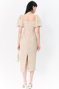 DEFECT | Fredaline Floral Midaxi Dress in Cream Yellow in XS