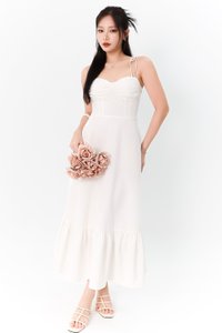 Tenya Tie Bustier Midaxi Dress in White