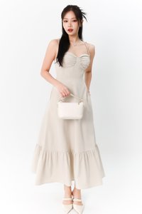 DEFECT | Tenya Tie Bustier Midaxi Dress in Oat in L