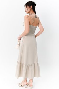 DEFECT | Tenya Tie Bustier Midaxi Dress in Oat in L