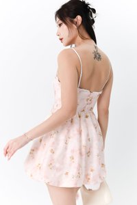 DEFECT | Camryn Corset Romper Dress in Pink Florals in XL