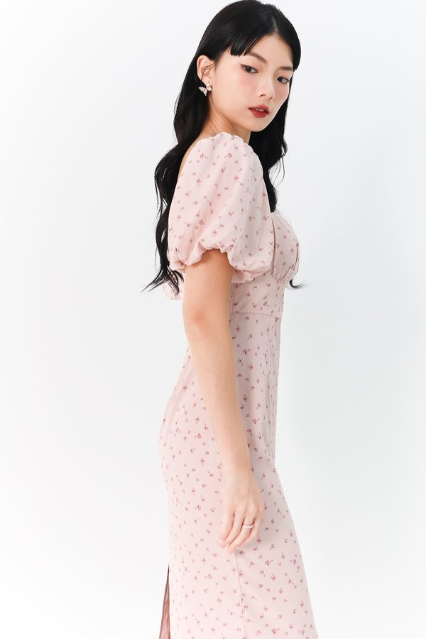 DEFECT | Fredaline Floral Midaxi Dress in Pastel Pink in M