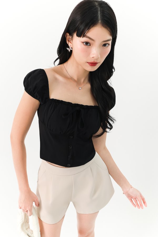 Sierra Sleeve Bustier Top in Black