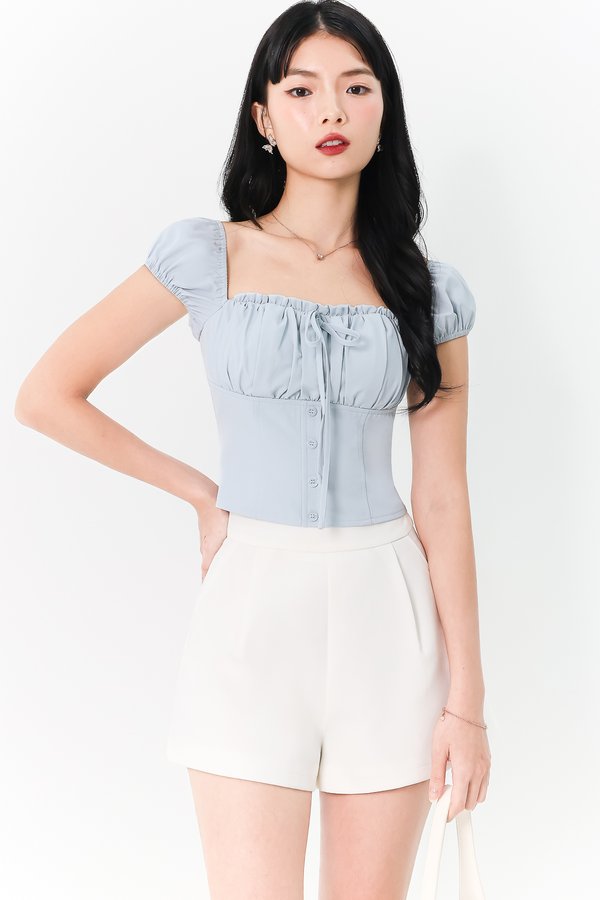 BACKORDER | Sierra Sleeve Bustier Top in Light Blue