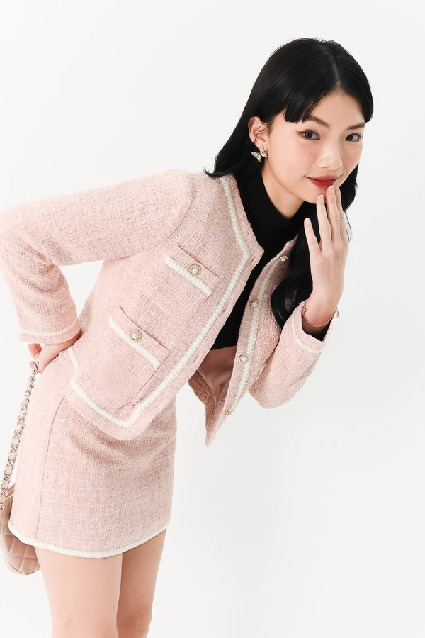 Tabina Tweed Co-ord Jacket in Pink