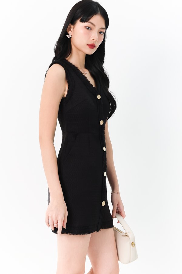 DEFECT | Tina Tweed Dress in Black in M