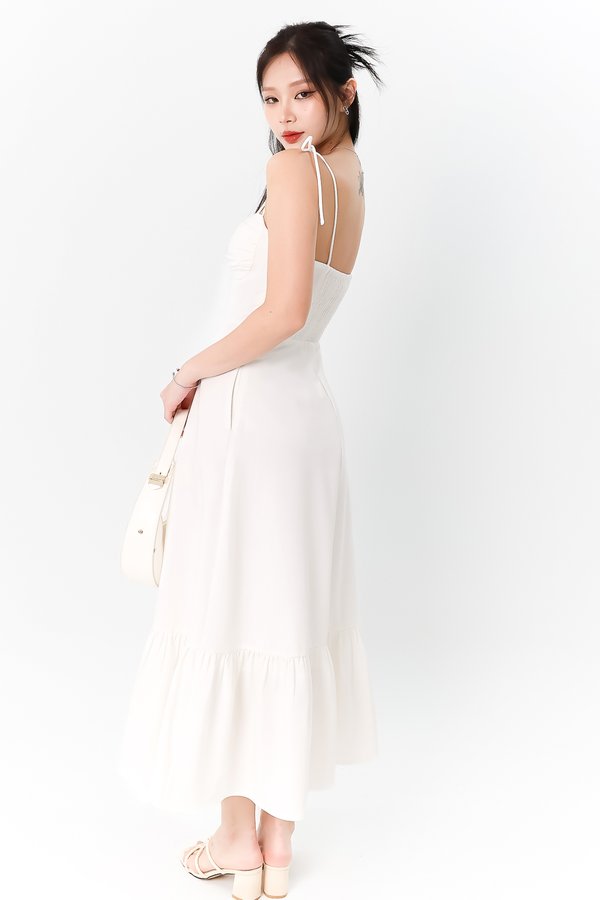 DEFECT | Tenya Tie Bustier Midaxi Dress in White in XXS