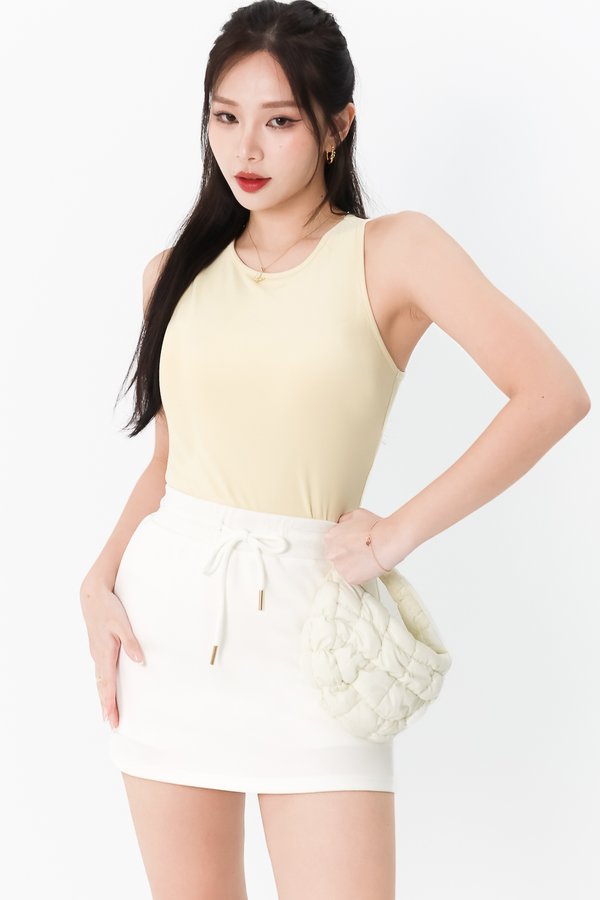 Ber Basic Racer Padded Tank in Cream Yellow 