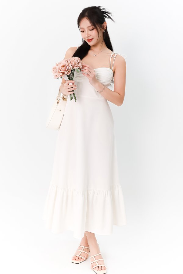DEFECT | Tenya Tie Bustier Midaxi Dress in White in S