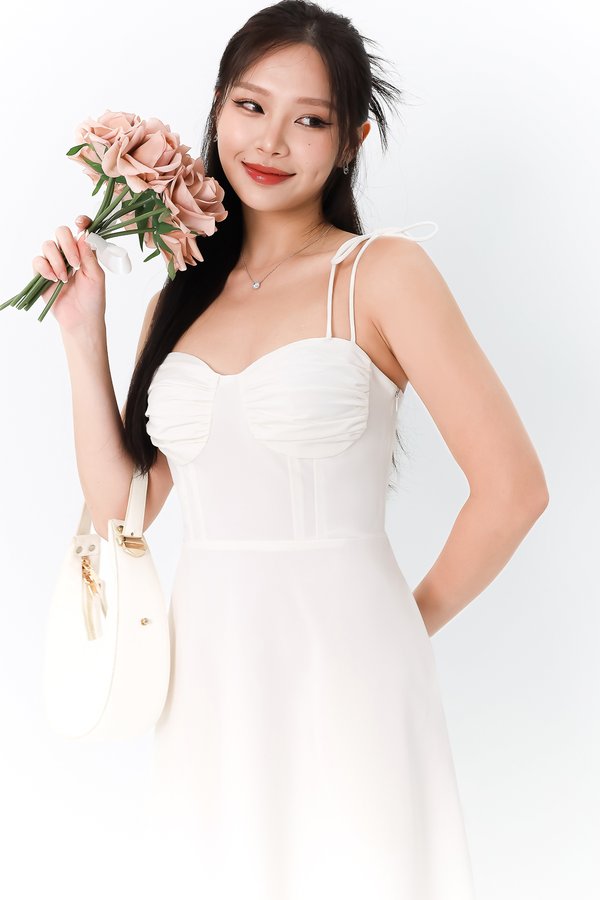 Tenya Tie Bustier Midaxi Dress in White