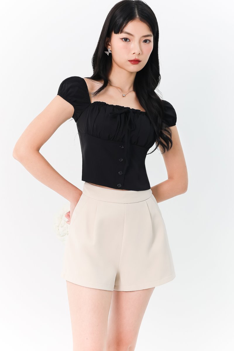 Heather High Waist Shorts in Nude Grey