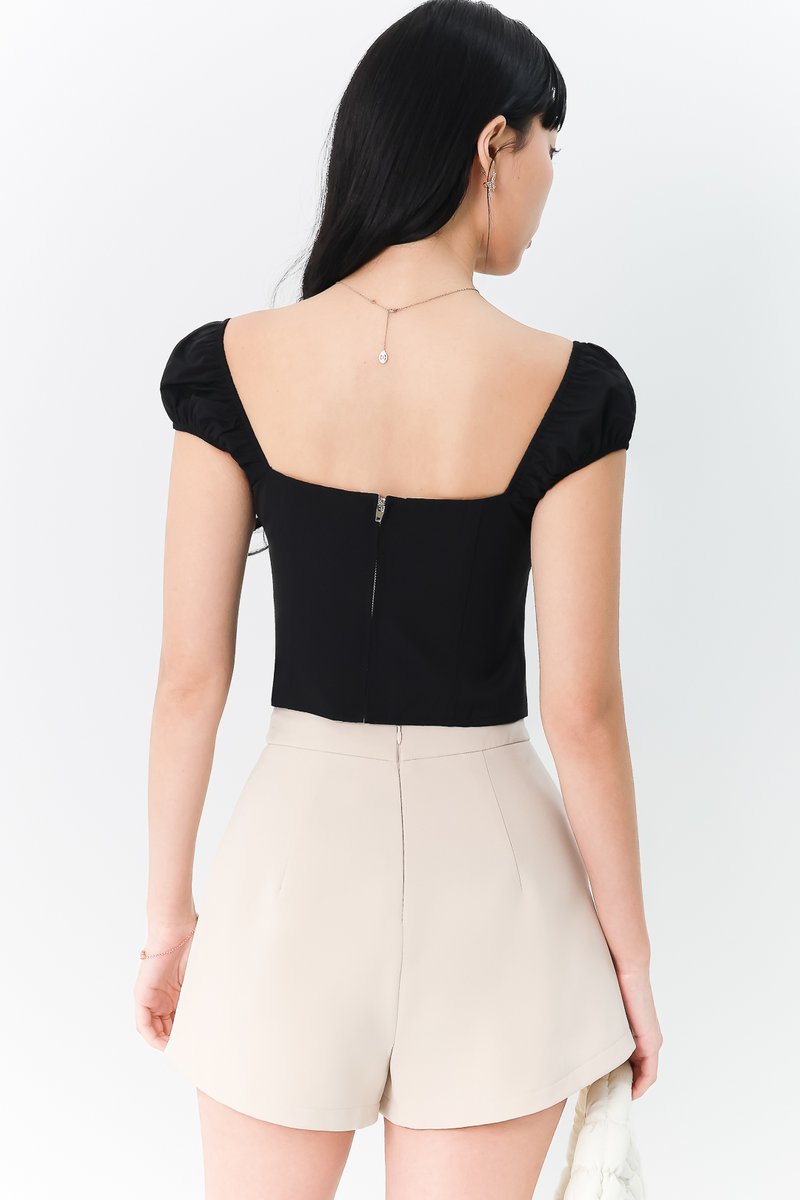 Heather High Waist Shorts in Nude Grey